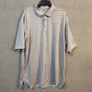 Peter Millar Summer Comfort Mens XL Blue White Performance Golf Polo